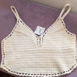 American Eagle Outfitters Ivory Crochet Crop Top